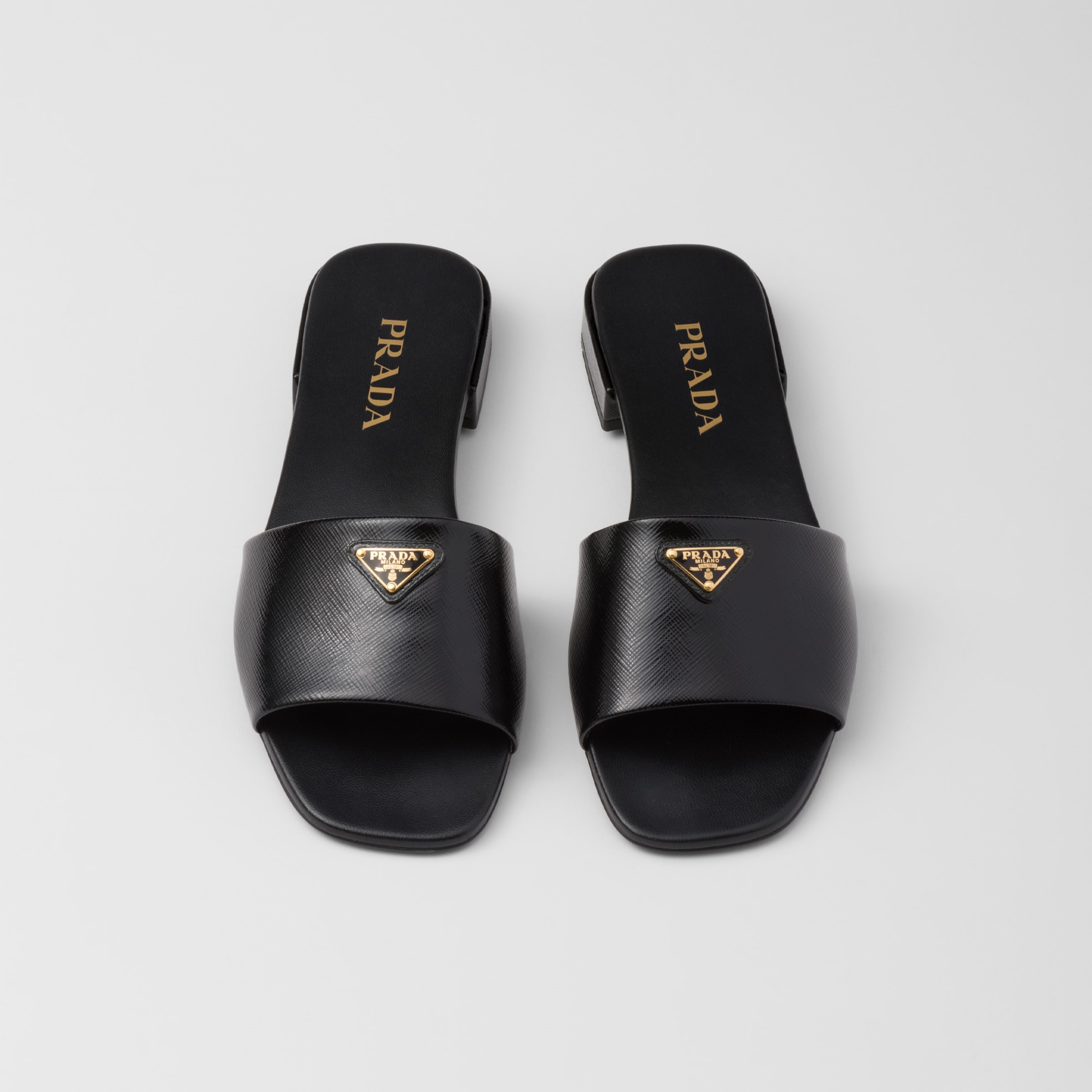 SAFFIANO PATENT LEATHER SLIDES