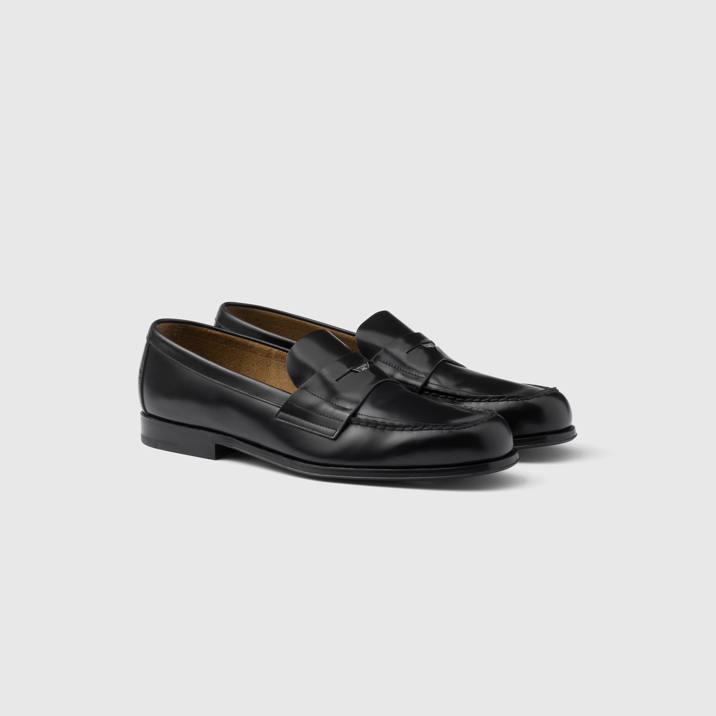 BRUSHED LEATHER LOAFERS, BLACK