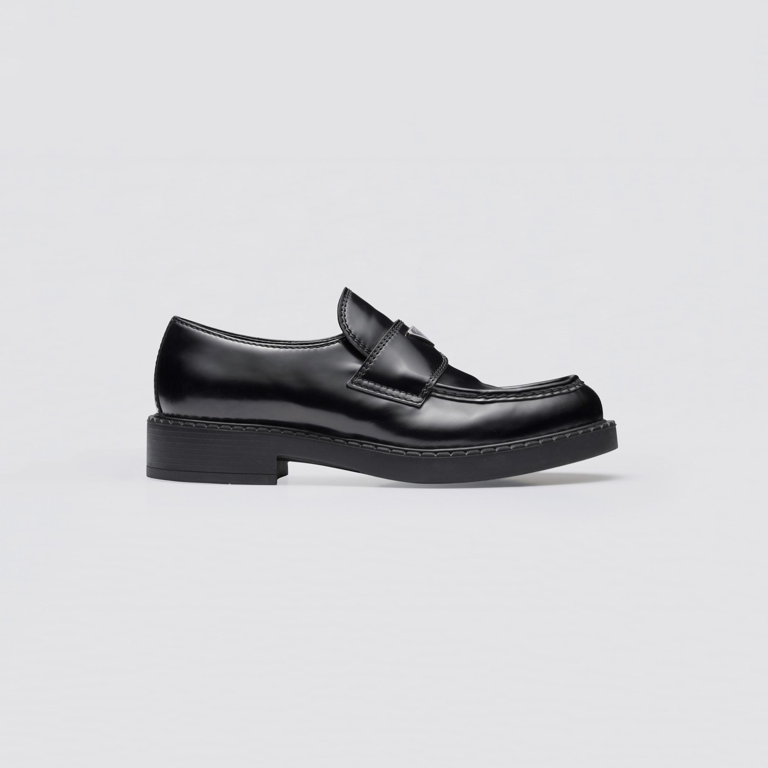 CHOCOLATE BRUSHED LEATHER LOAFERS, BLACK