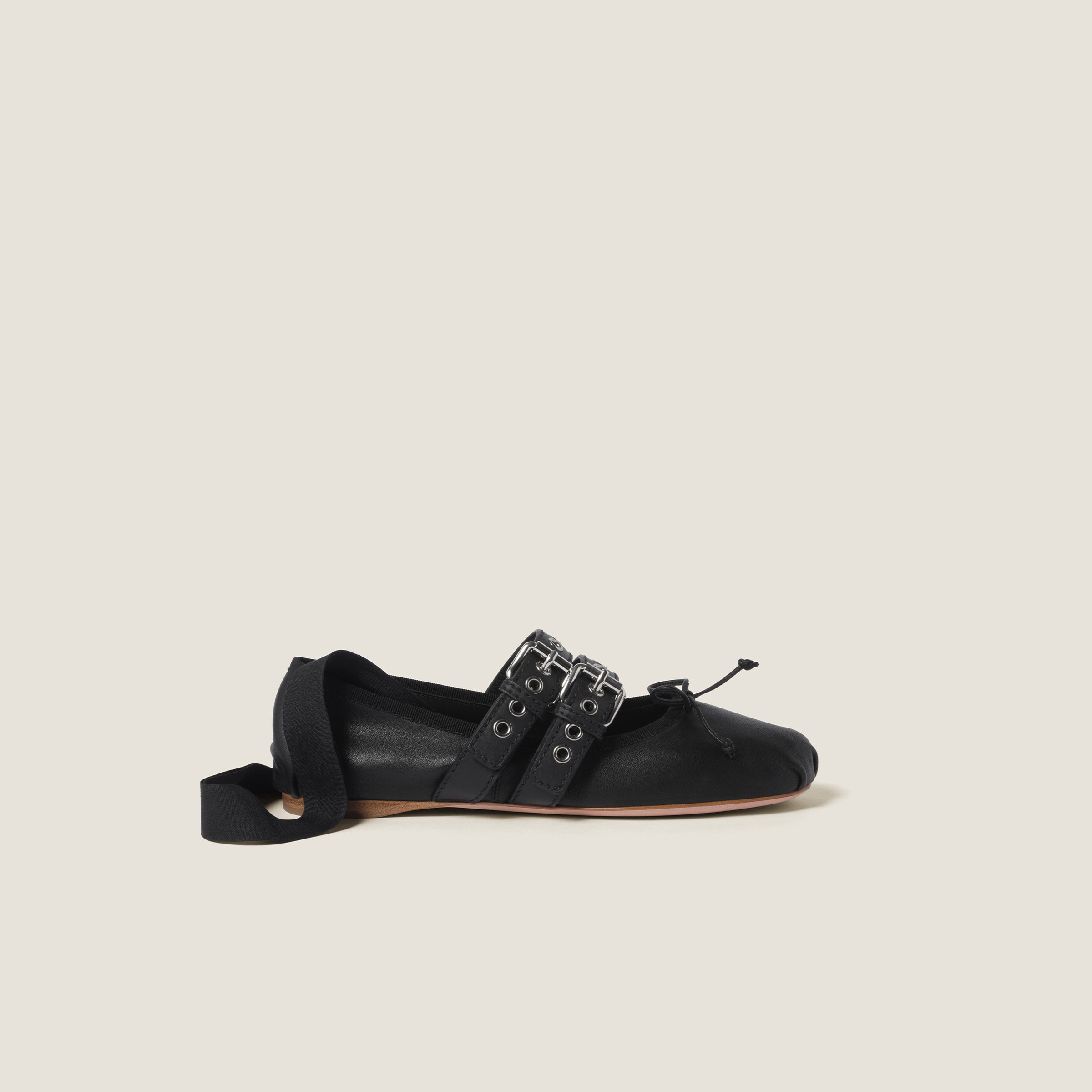 NAPPA AND CALF LEATHER BALLERINAS