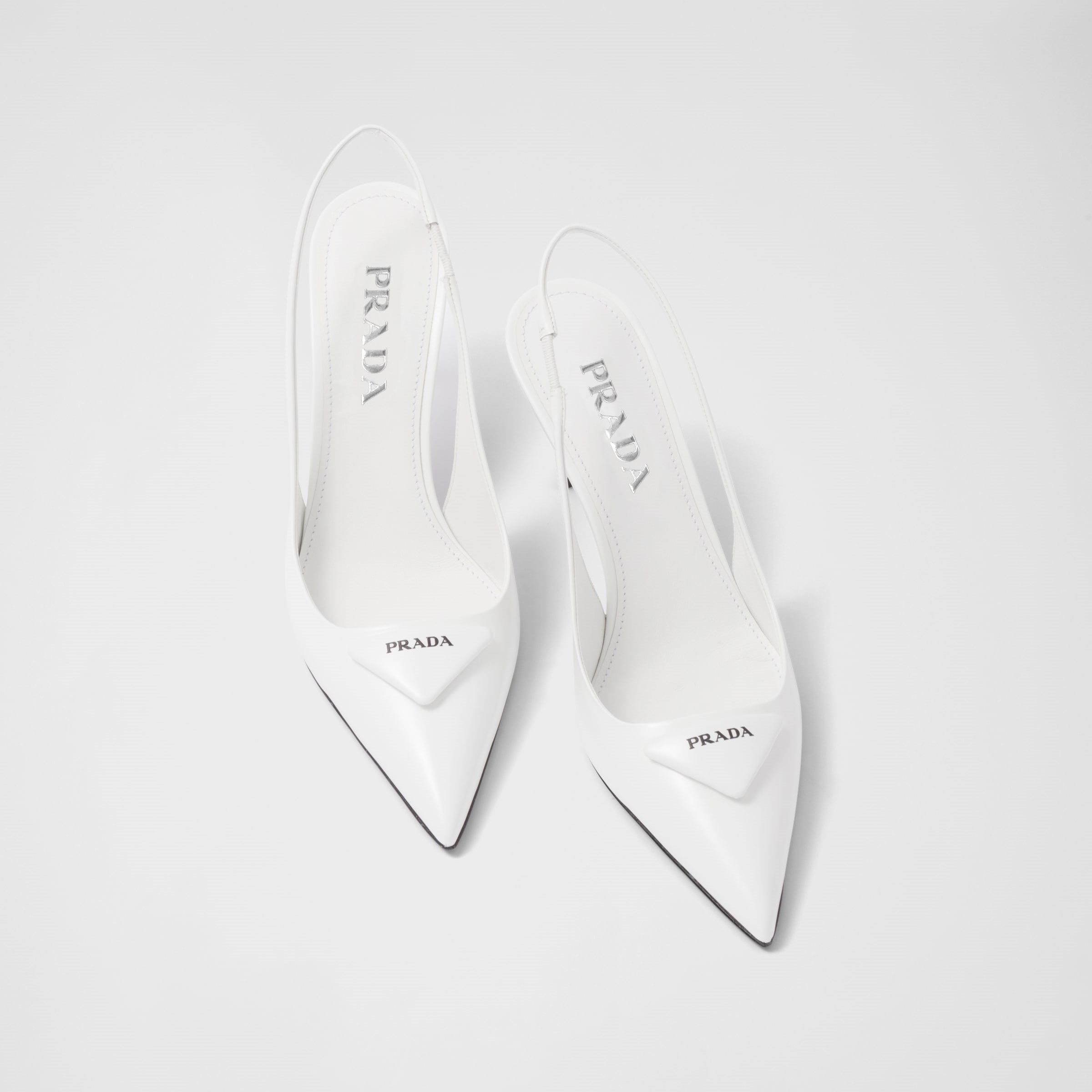 BRUSHED LEATHER SLINGBACK PUMPS, WHITE