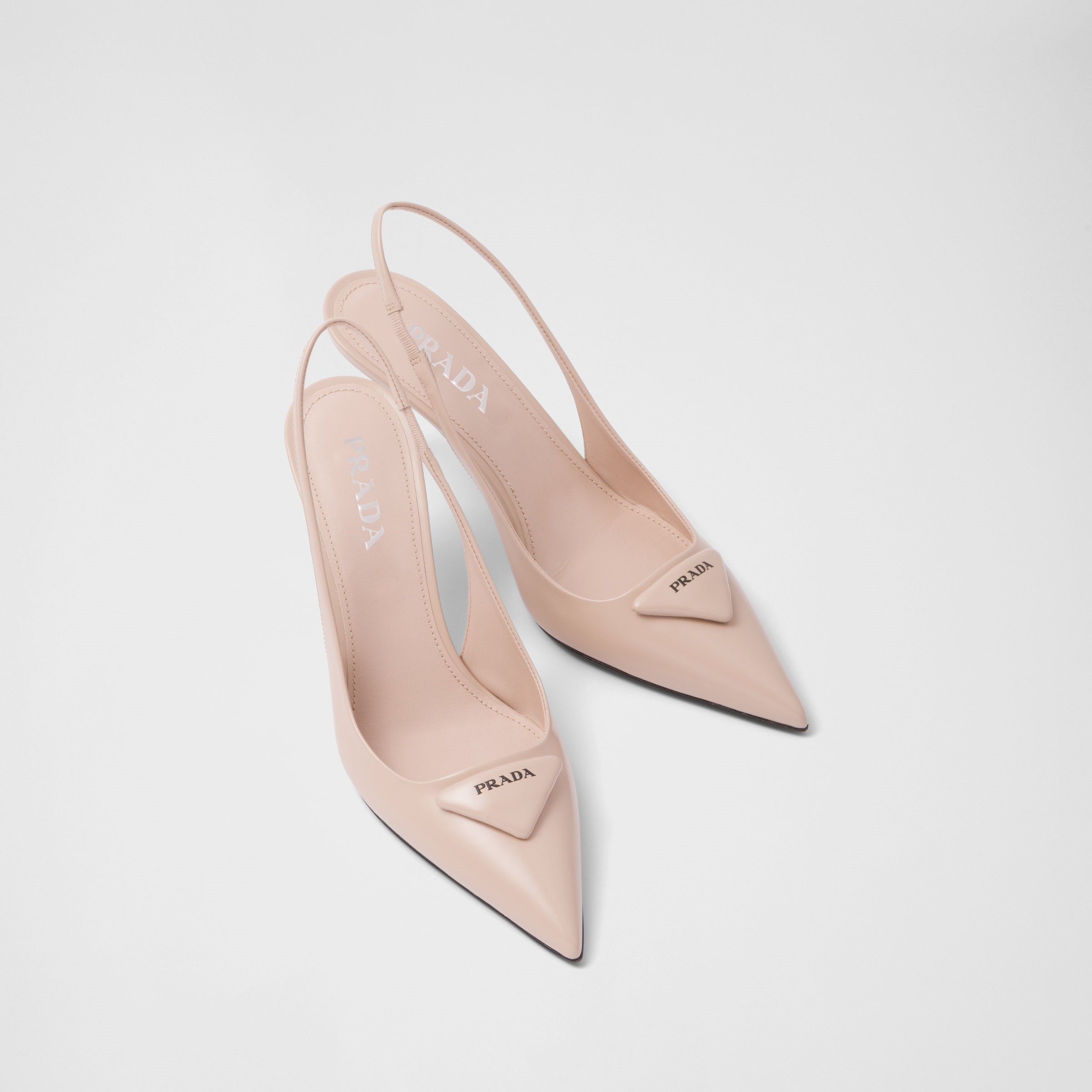 BRUSHED LEATHER SLINGBACK PUMPS, POWDER PINK