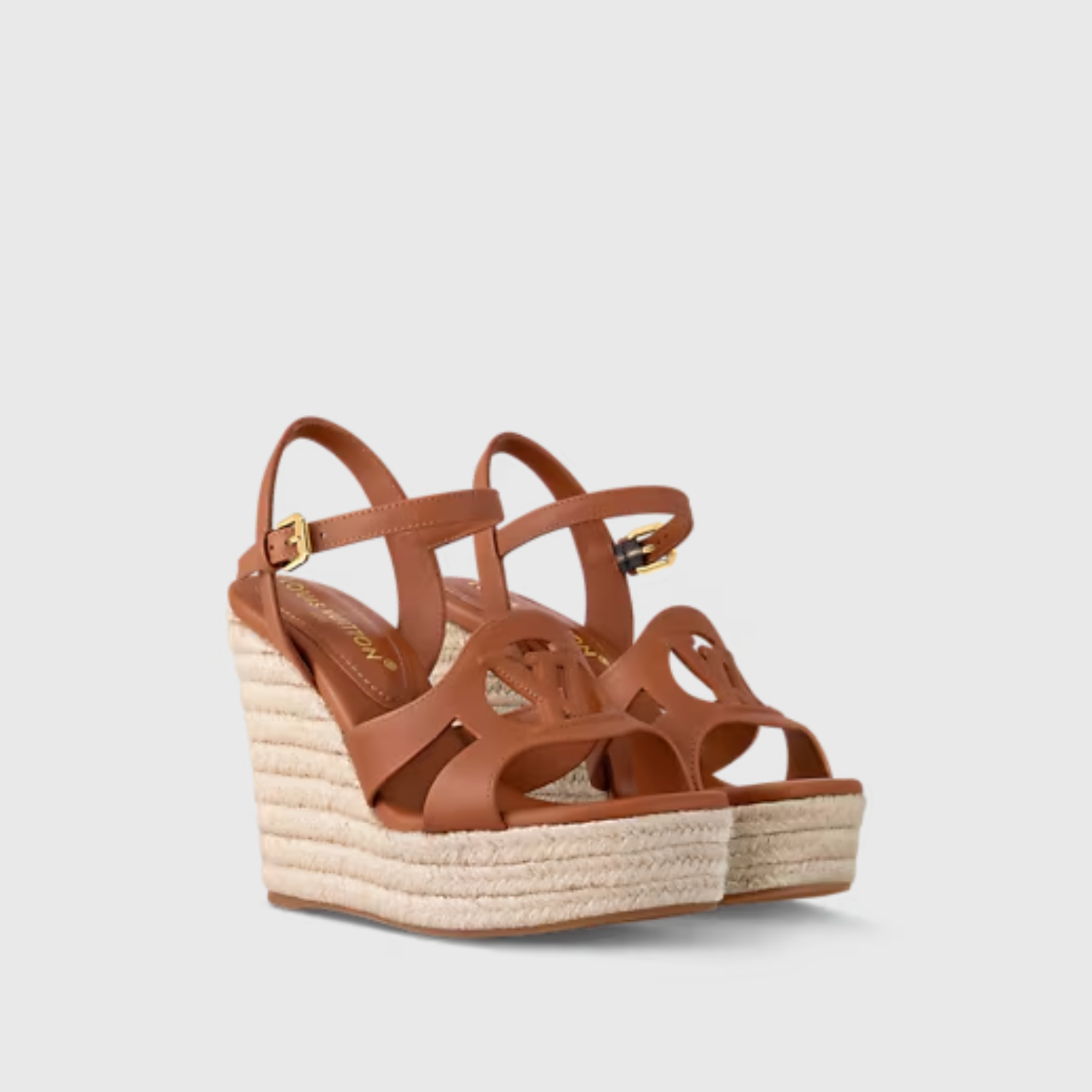 LV ISOLA WEDGE SANDAL, COGNAC – 8CM