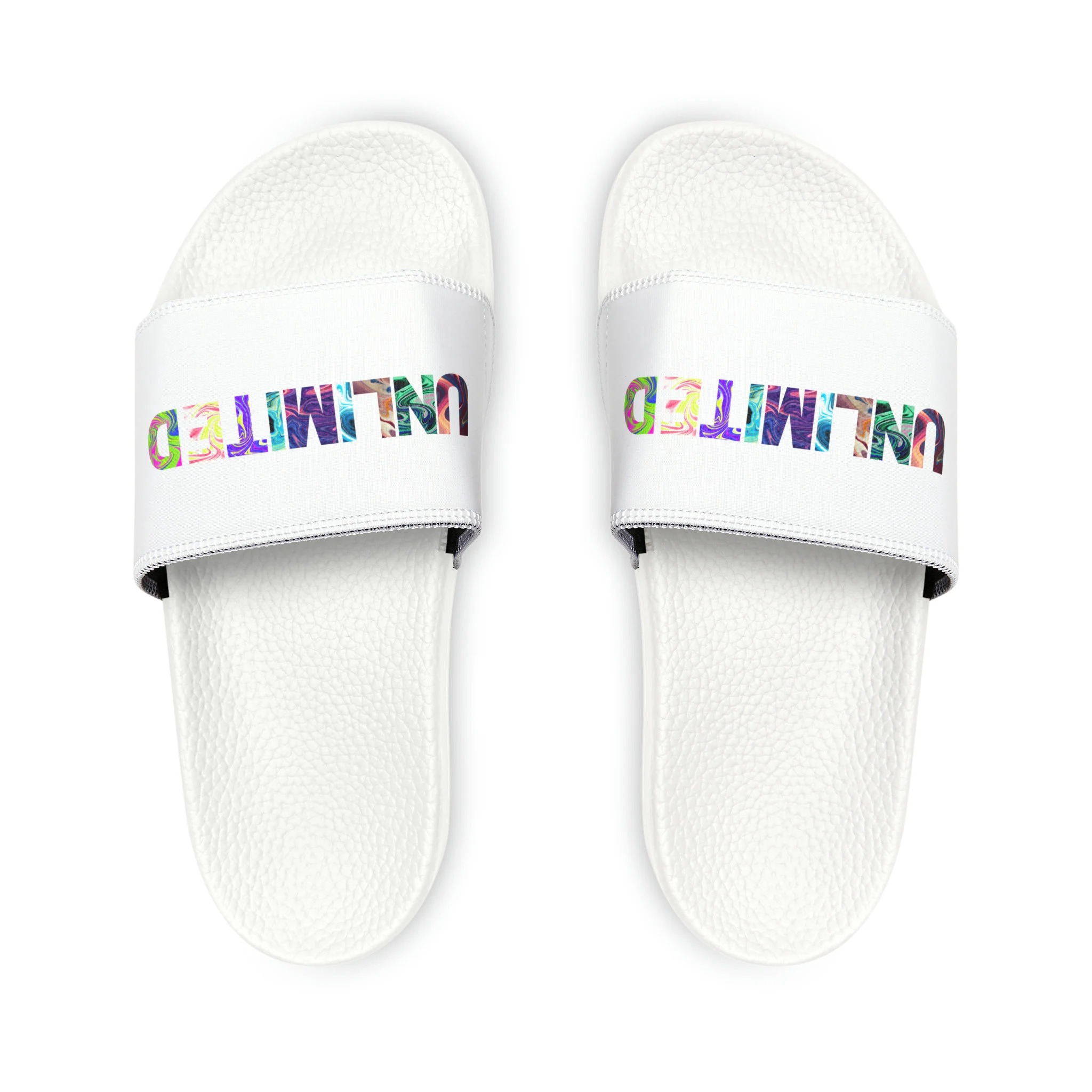 YOUTH PU SLIDE SANDALS, WHITE