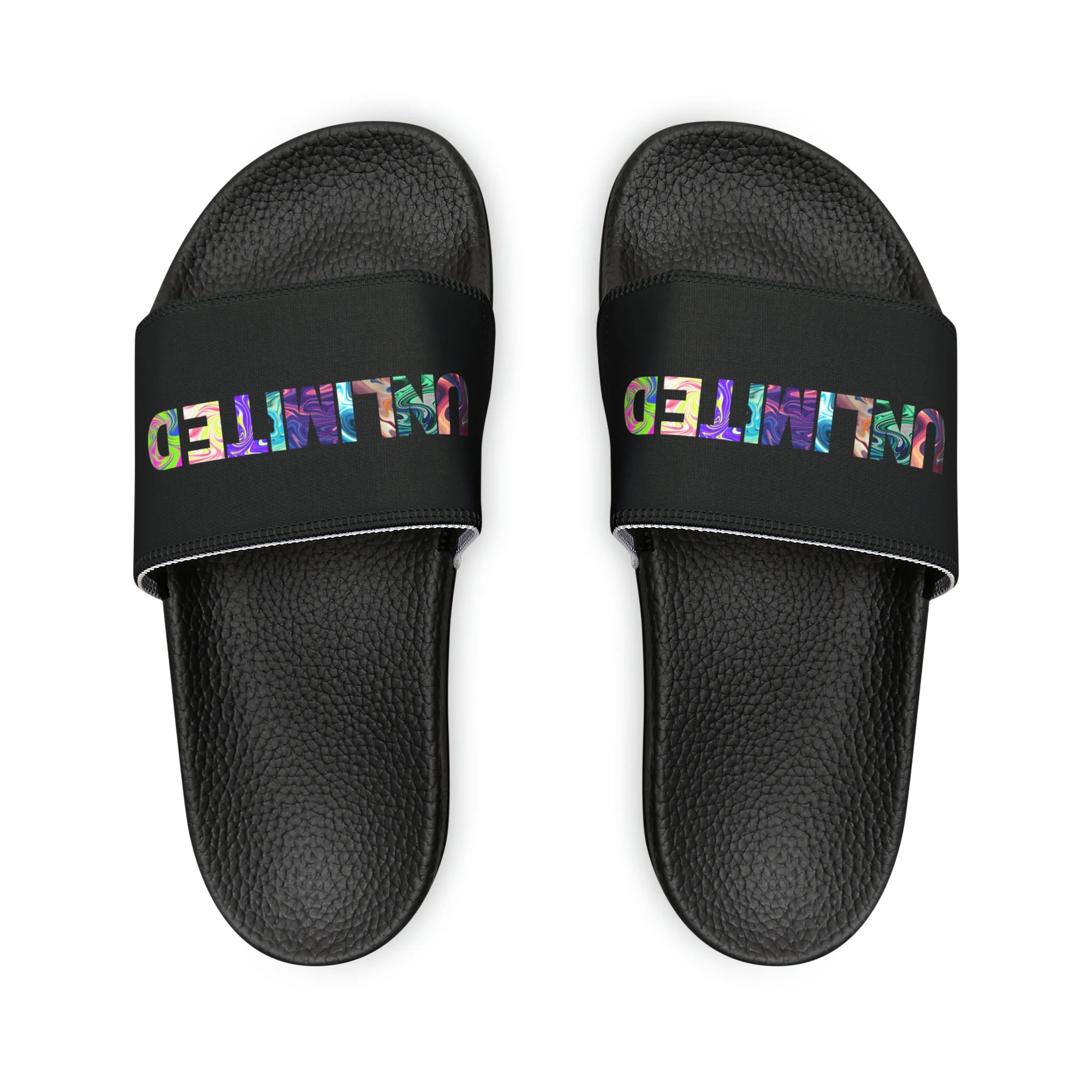 YOUTH PU SLIDE SANDALS, BLACK