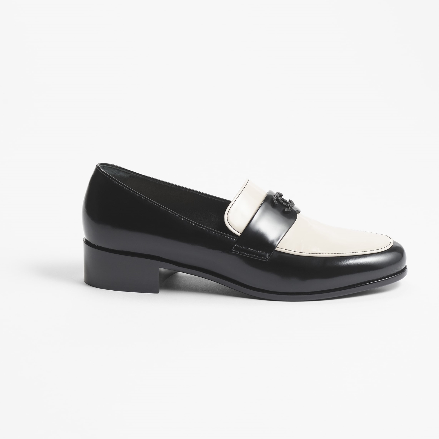 MOCCASINS, BLACK AND IVORY